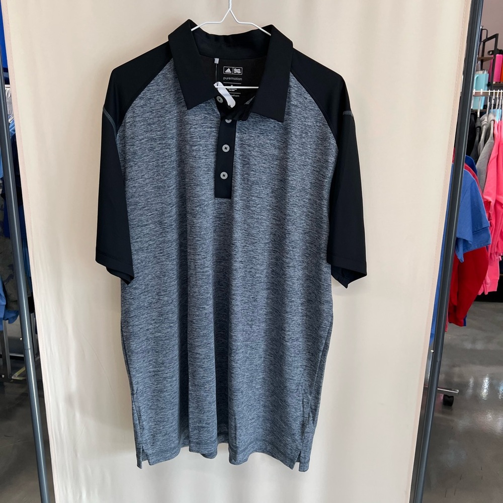 Adidas Black and Gray Men's Polo Shirt